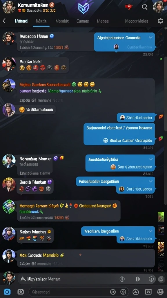 Fitur chat untuk berinteraksi dengan pemain lain.
